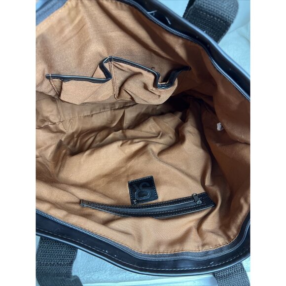 Sandra Roberts Large Tote Bag With Brown Handles & Front Zipper Pocket - Picture 7 of 12